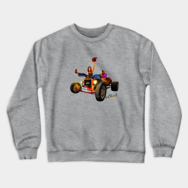 Texas Cowgirl Riding a Hot Rod Crewneck Sweatshirt by vivachas